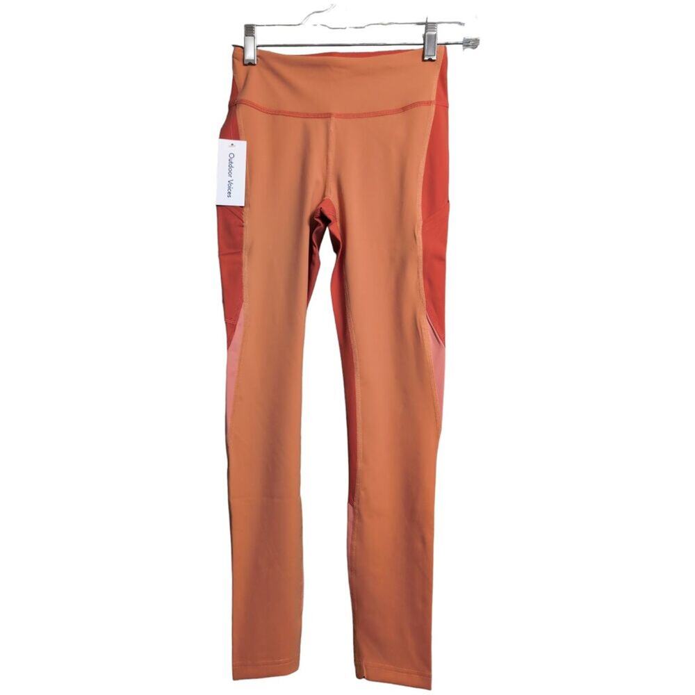 NEW Outdoor Voices XS Orange Zoom High Waist 7/8 Leggings Colorblock